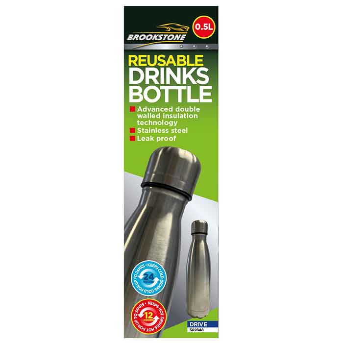 Brookstone Stainless Steel Reusable Drinks Bottle 0.5ltr