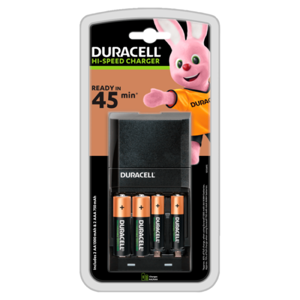 Duracell 4 Battery Charger with 2 AA & 2 AAA Batteries