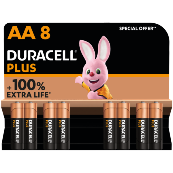 Duracell Plus Power AA 8 pack Batteries x 12